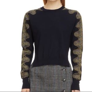 NWOT Chloe lace sleeve wool sweater in navy
